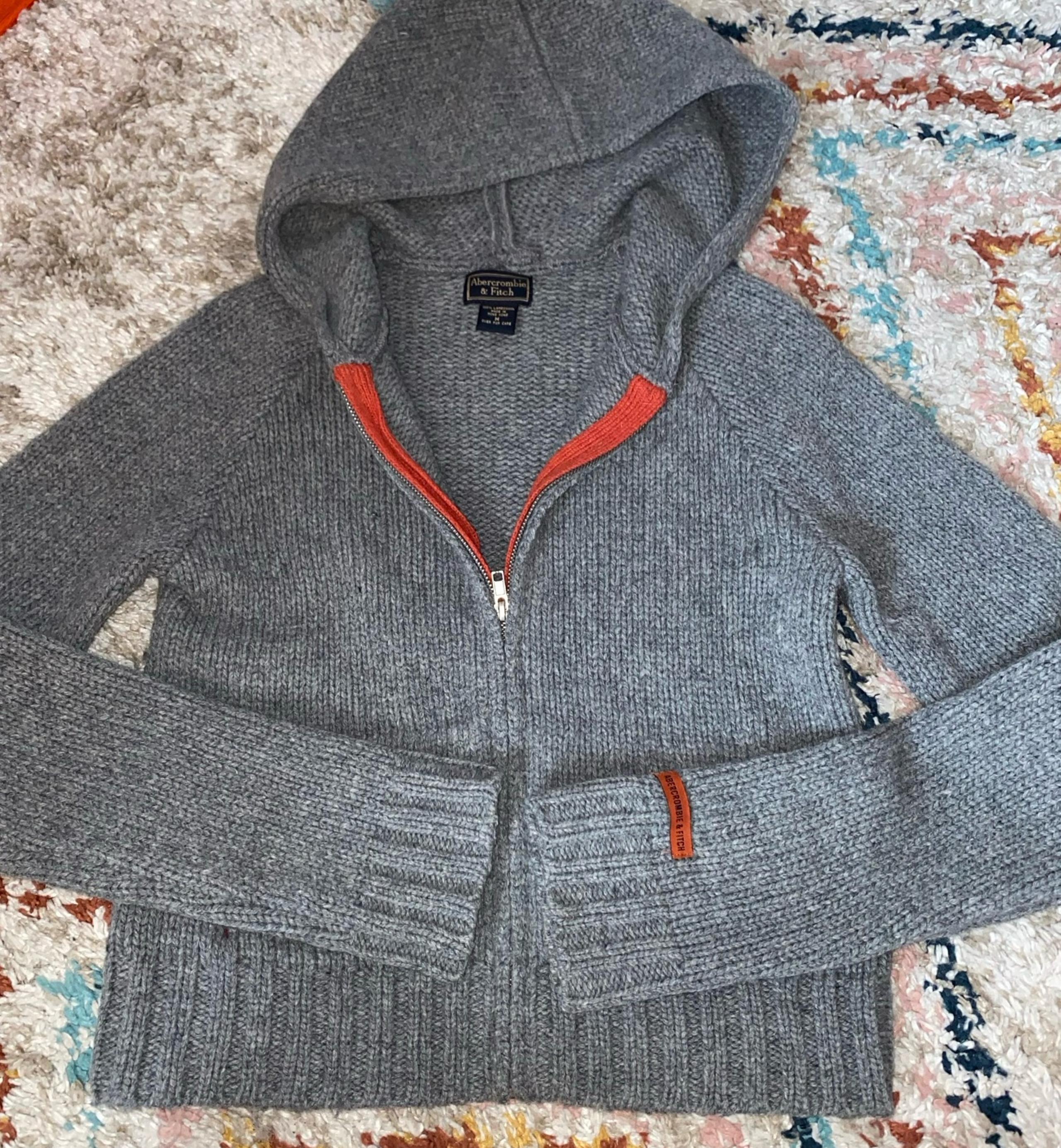 Abercrombie and fitch lambs wool knit zip sweater medium