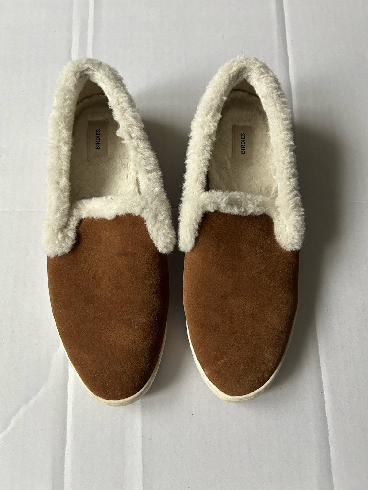 Birdies The Swift Sequoia Faux Fur Slip Ons shoes size 8