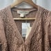Saltwater Luxe Tan Crochet Knit Cropped Cardigan Sweater Cottagecore Y2K- S