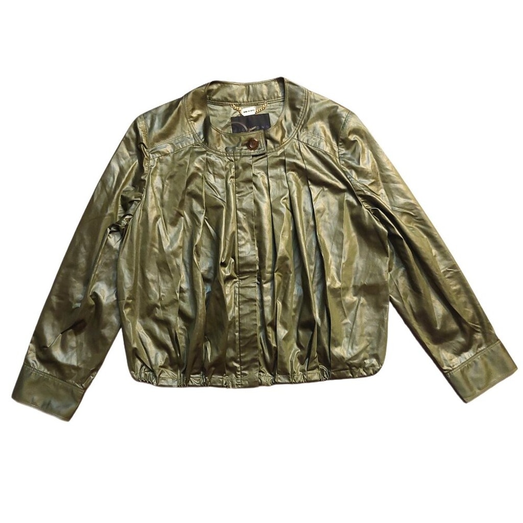 Richmond X Olive Green Pleated Cropped 3/4 Sleeve Jacket Sz 42 NWT