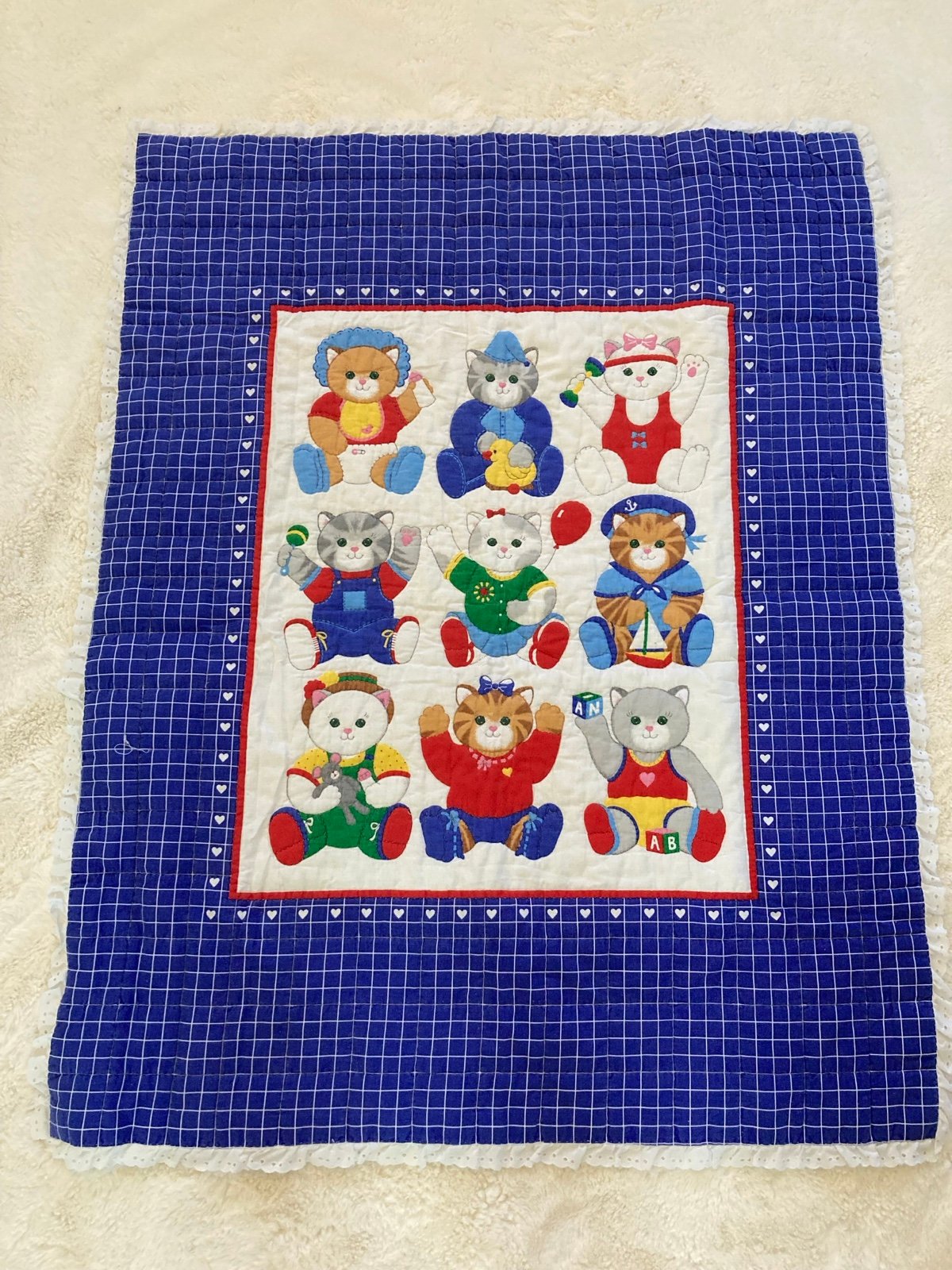 Vintage Kitten Baby Quilt