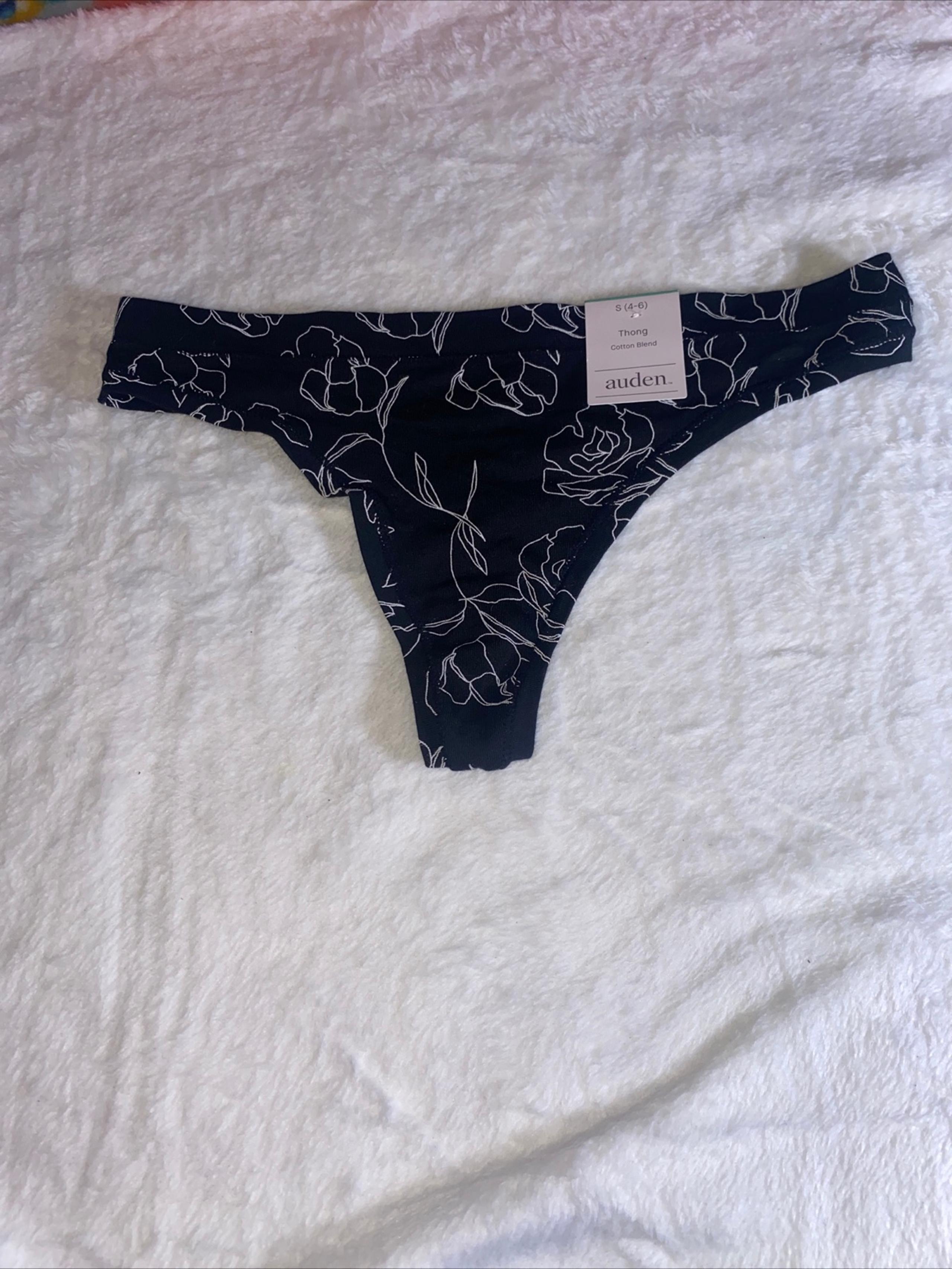 Auden Black & White Thong Cotton Blend Size S New With Tags