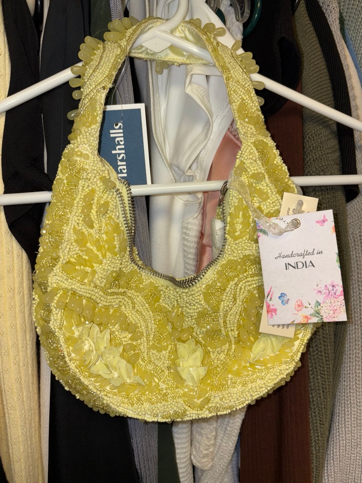 Viral yellow beaded bag