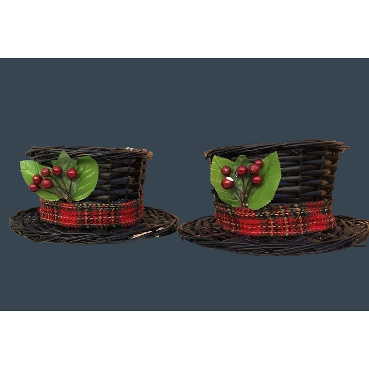 SET OF 2 SNOWMAN 8 HATS CHRISTMAS DECORATION CANDLE/VASE HOLDER