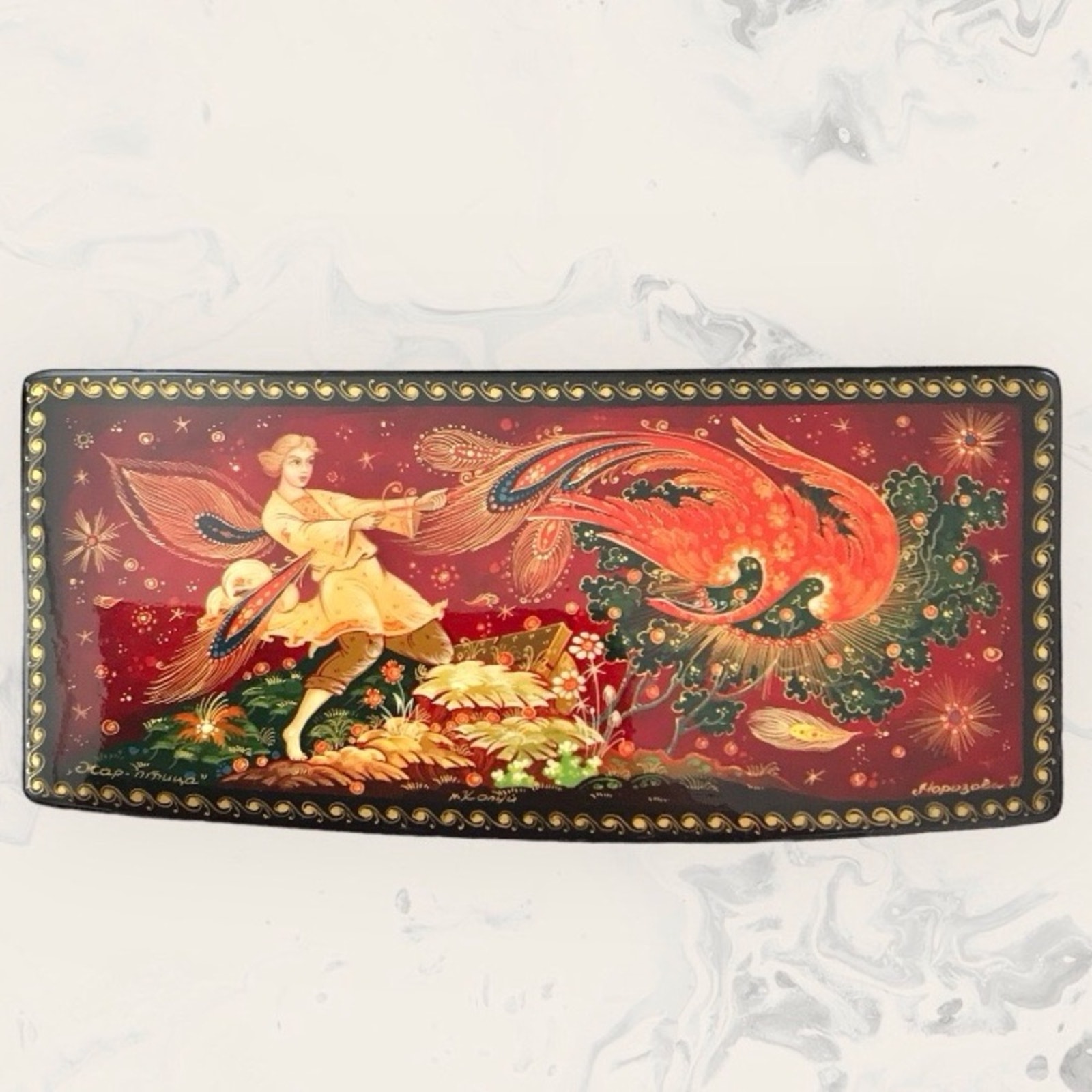 Russian Lacquer Box NWT Catching the Firebird Fairytale Kholui School Handmad