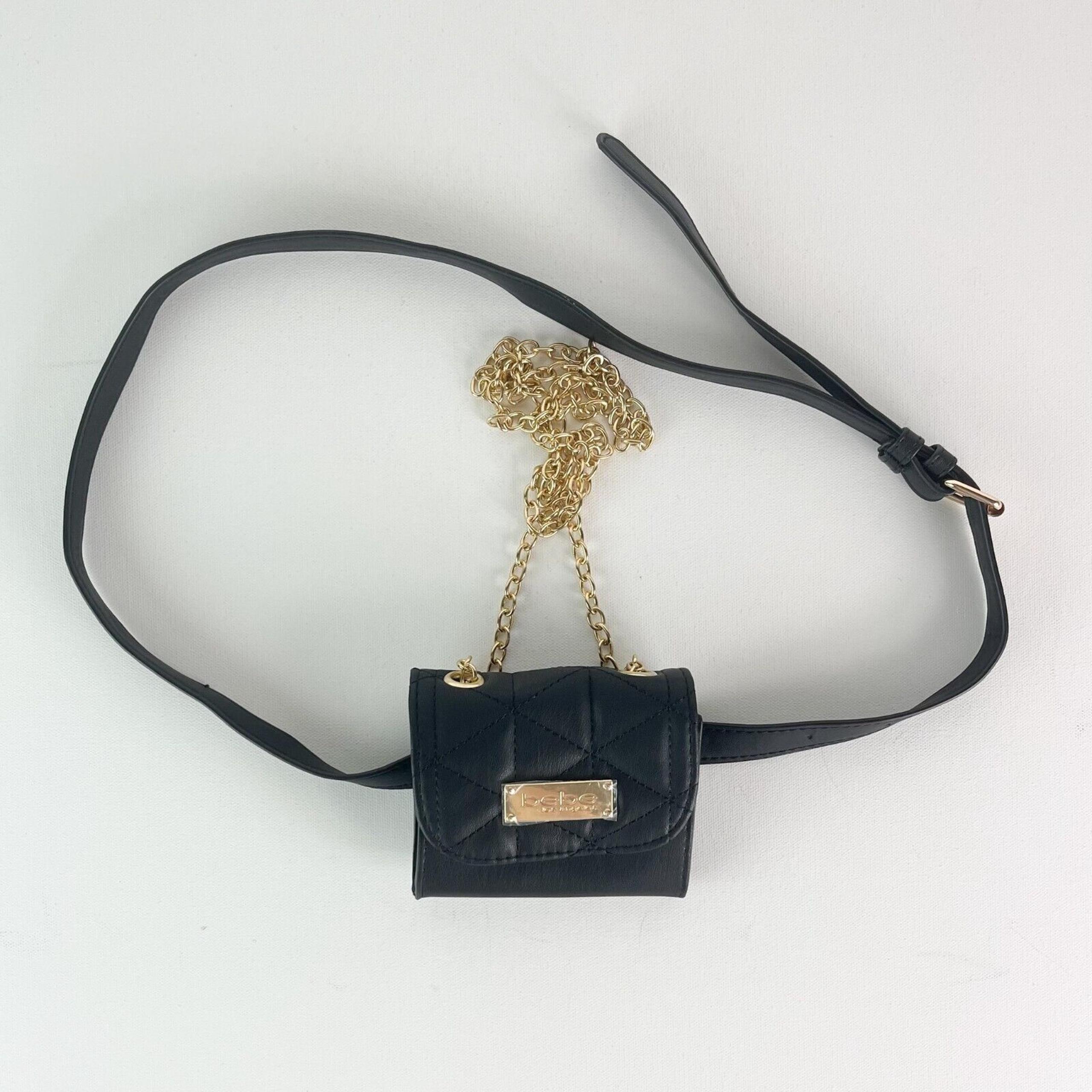 Bebe NWOT Women’s Black Camile Micro Belt Fanny Pack Bag Size OS