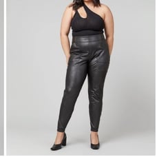 SPANX Leather Like Joggers size L Black NWT