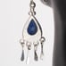 Vintage Lapis Lazuli Sterling Silver Dangle Earrings Teardrop with Fringe