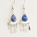 Vintage Lapis Lazuli Sterling Silver Dangle Earrings Teardrop with Fringe