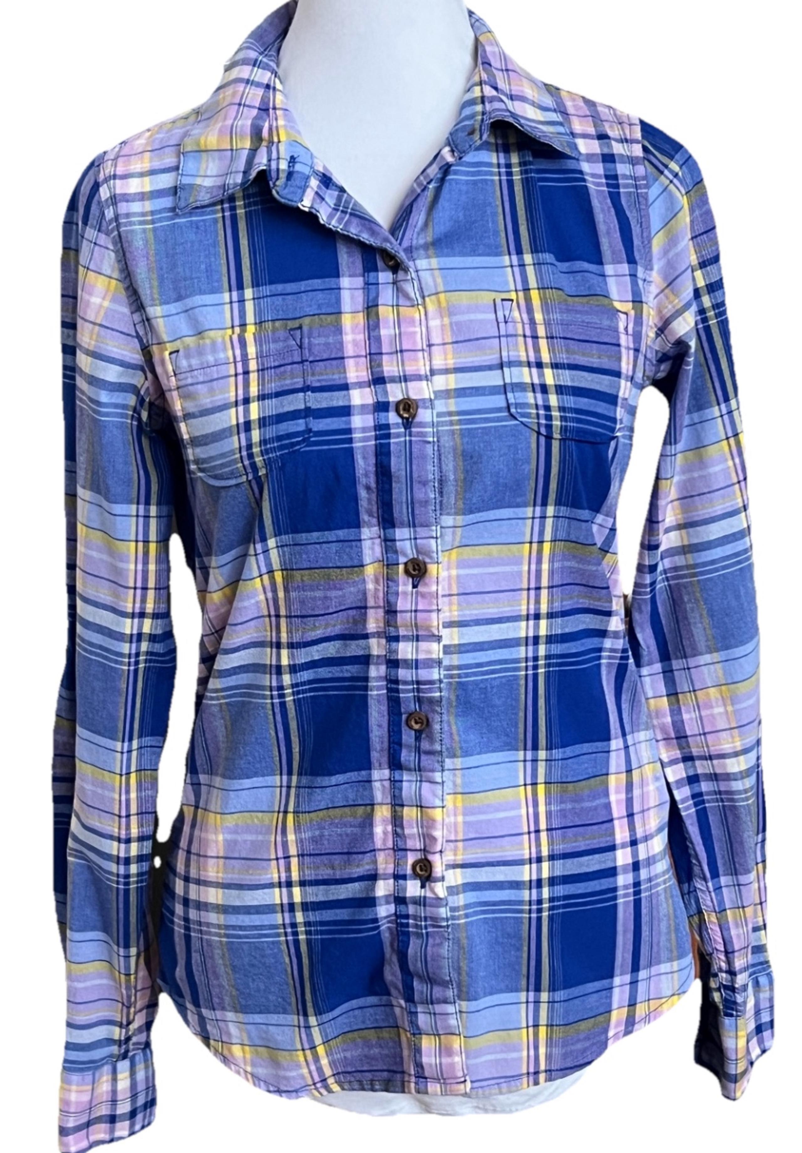 THE NORTH FACE Purple Yellow Blue Plaid Button Up Long Sleeve Outdoors Shirt XS