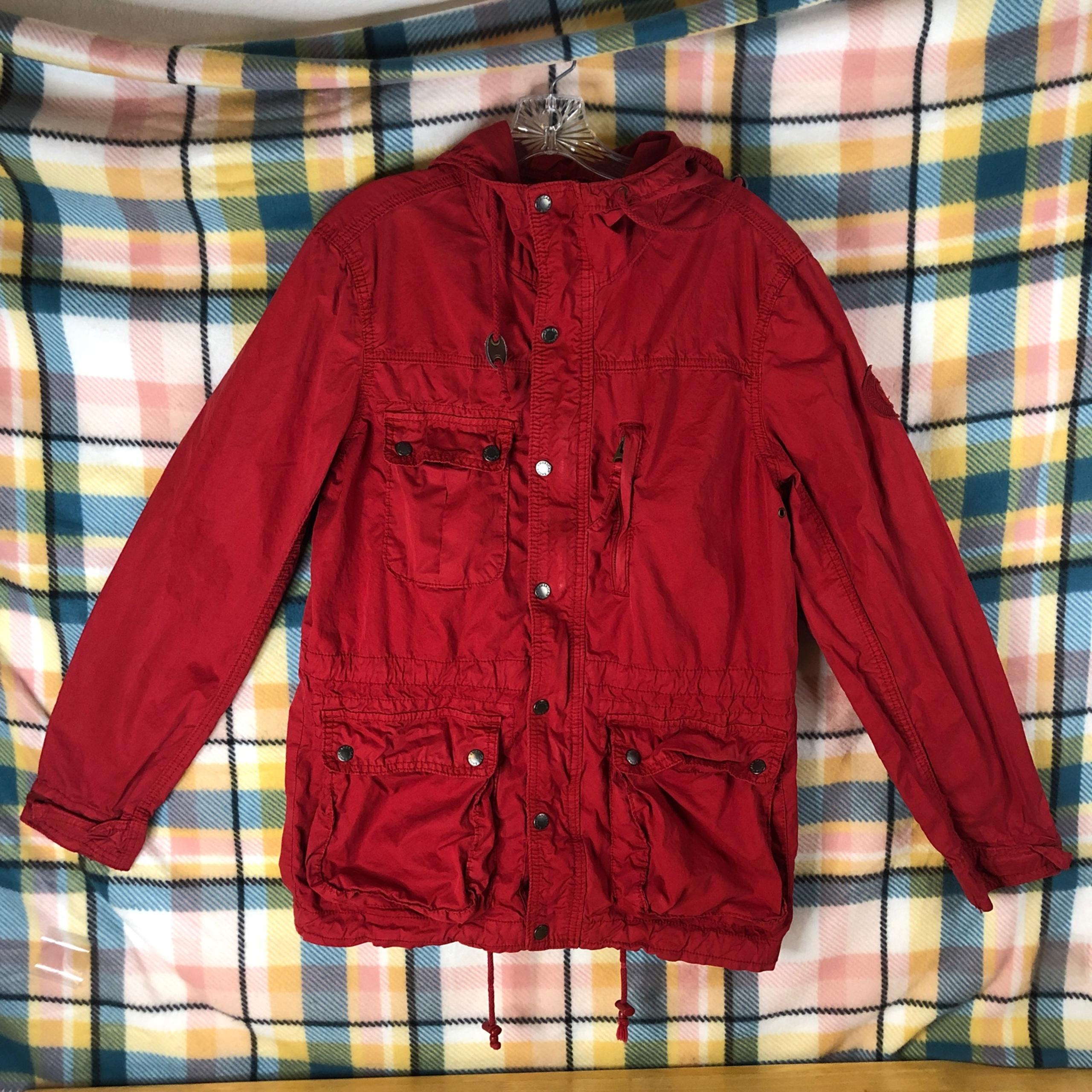 American Eagle Men’s Field Jacket Military Style Red Small Outdoors Hiking Twill