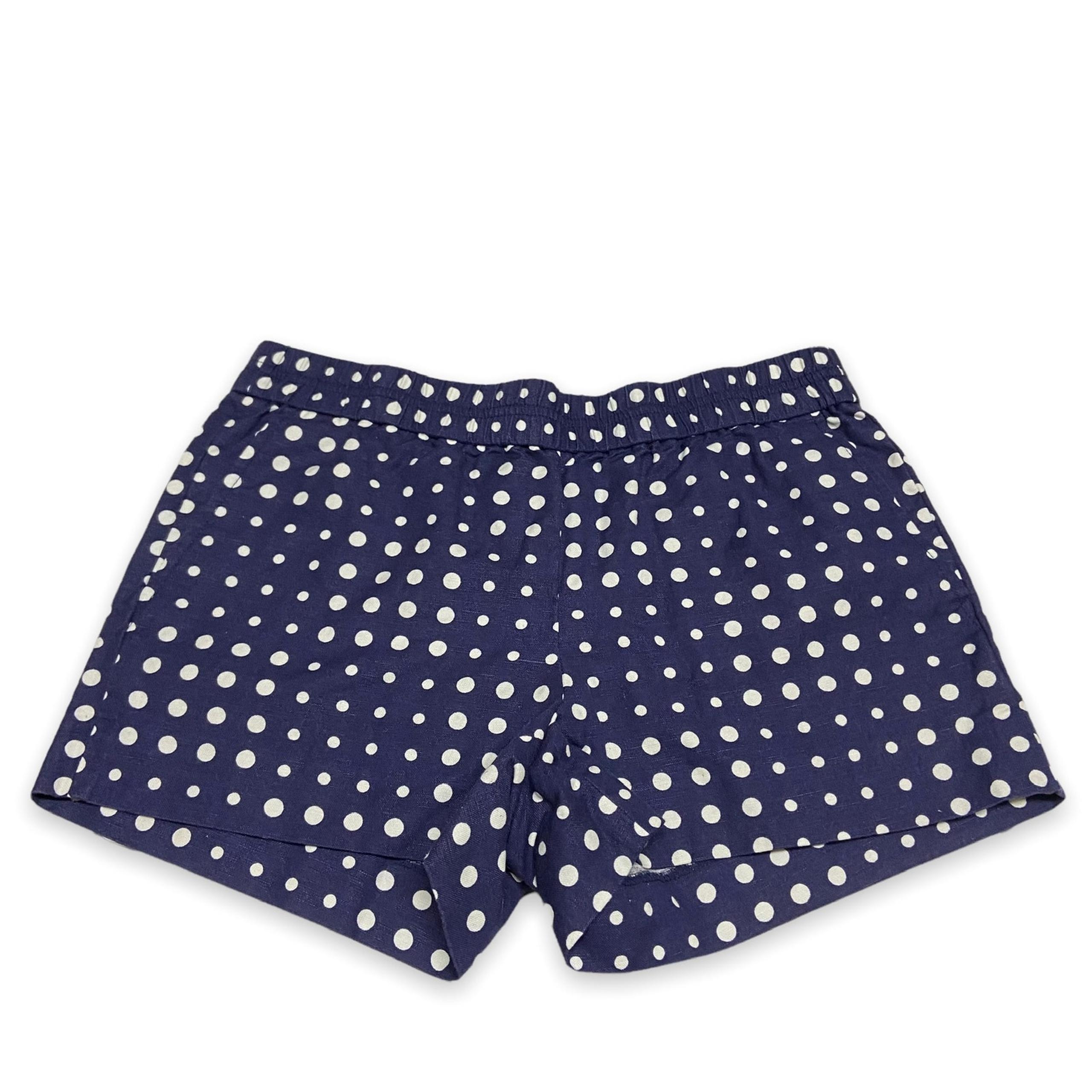 J. Crew Factory Womens Shorts 6 Printed Boardwalk Pull-On Navy Blue White Polka