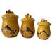 Vtg Mushroom Canisters Ceramic Mustard Yellow Set 3 w Lids MCM Decor Made Japan