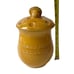 Vtg Mushroom Canisters Ceramic Mustard Yellow Set 3 w Lids MCM Decor Made Japan