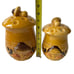 Vtg Mushroom Canisters Ceramic Mustard Yellow Set 3 w Lids MCM Decor Made Japan