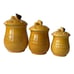 Vtg Mushroom Canisters Ceramic Mustard Yellow Set 3 w Lids MCM Decor Made Japan