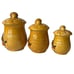 Vtg Mushroom Canisters Ceramic Mustard Yellow Set 3 w Lids MCM Decor Made Japan