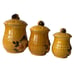 Vtg Mushroom Canisters Ceramic Mustard Yellow Set 3 w Lids MCM Decor Made Japan