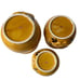 Vtg Mushroom Canisters Ceramic Mustard Yellow Set 3 w Lids MCM Decor Made Japan