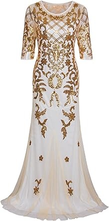 Long Wedding Ball Dress Seven-point Sleeve Sequin Party Dress Elegant Ball dress