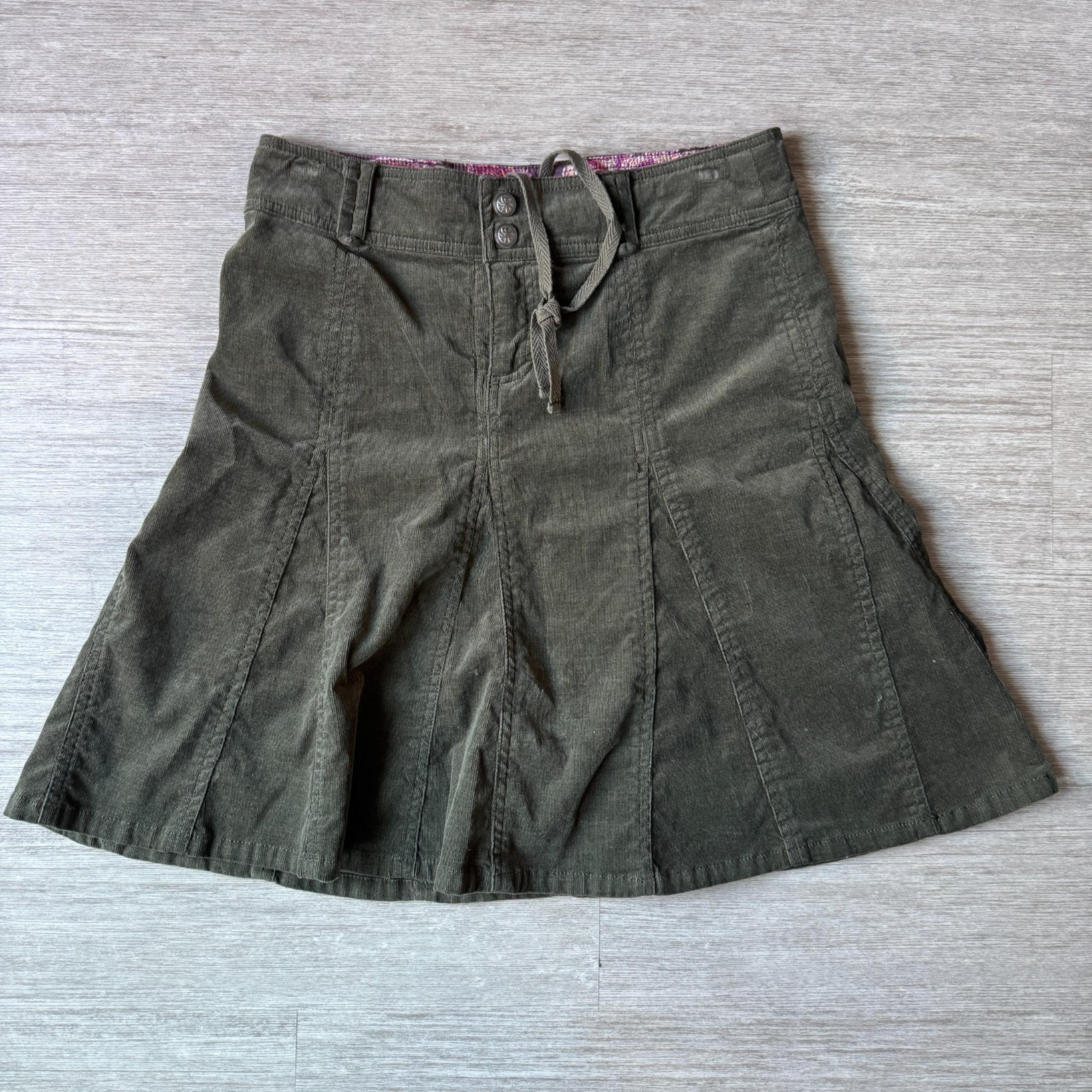 Athleta Whenever Womens Corduroy Skirt Olive Green A Line Flared 4 Pickleball