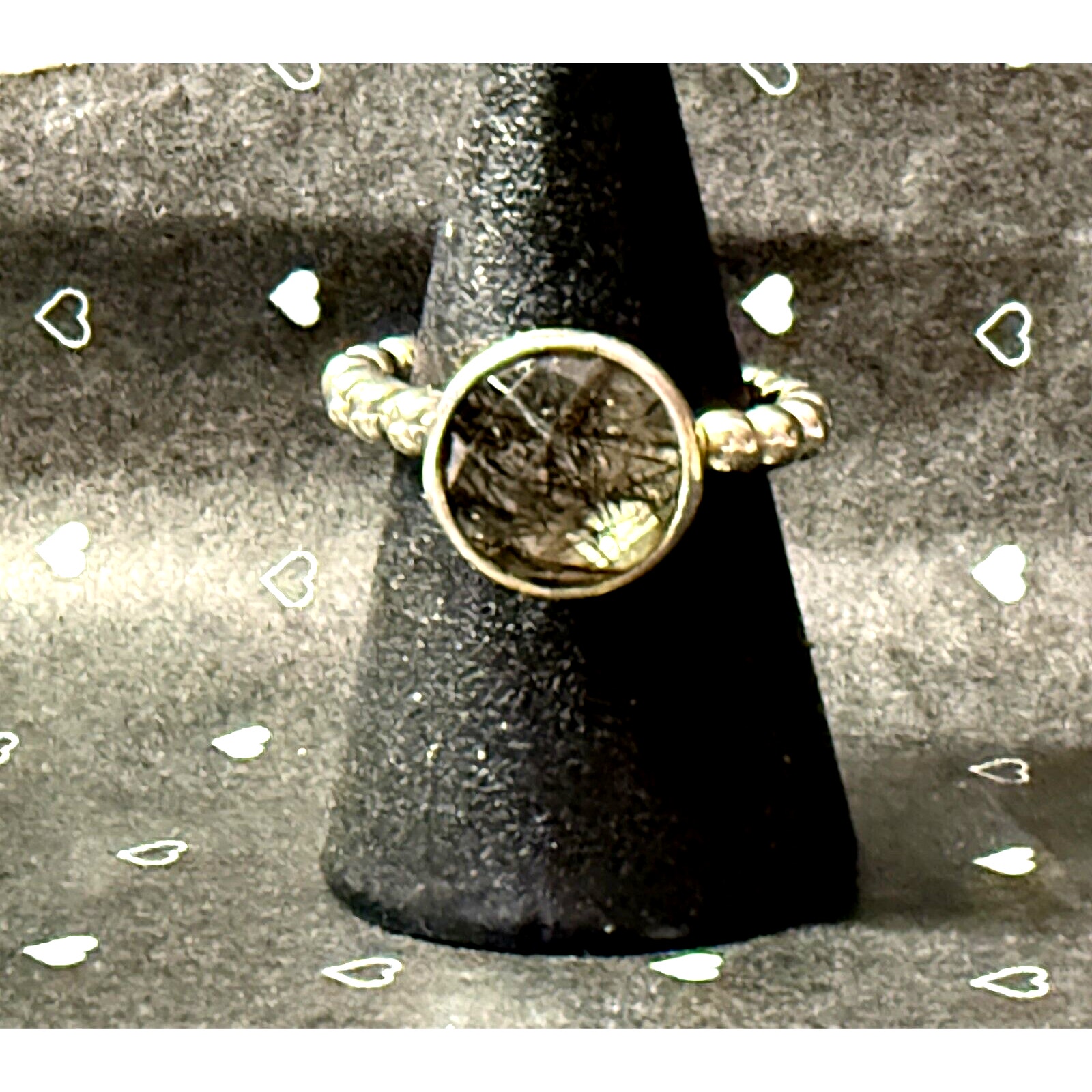 Authentic Pandora Rutile Quartz Bubble Stacking Ring 925 Silver #190619BRU Sz 6