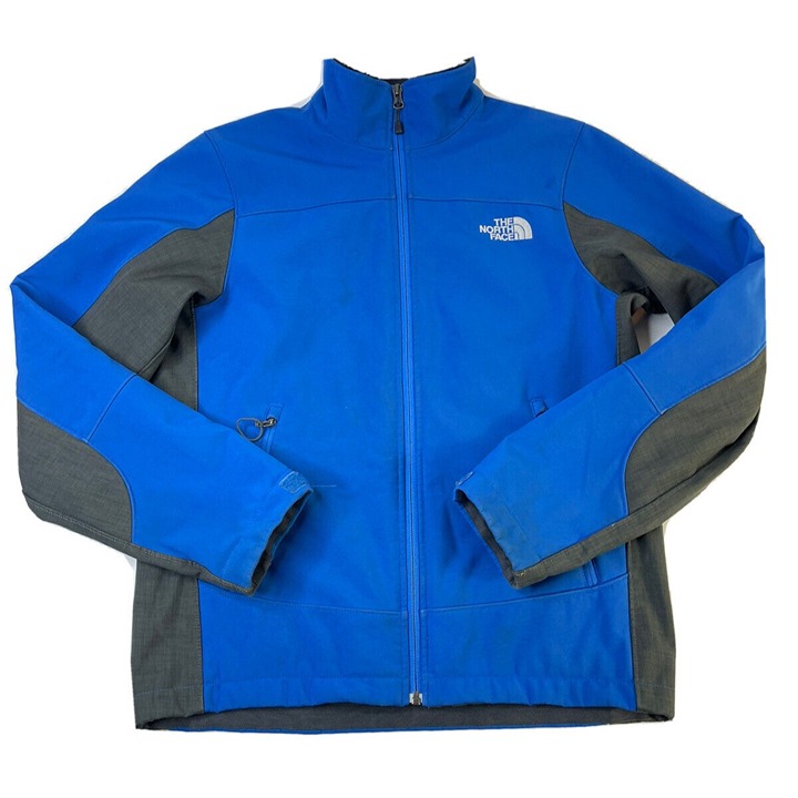 The North Face Mens Small Spell Out Color Block Soft Shell Fleece Lined Jacket