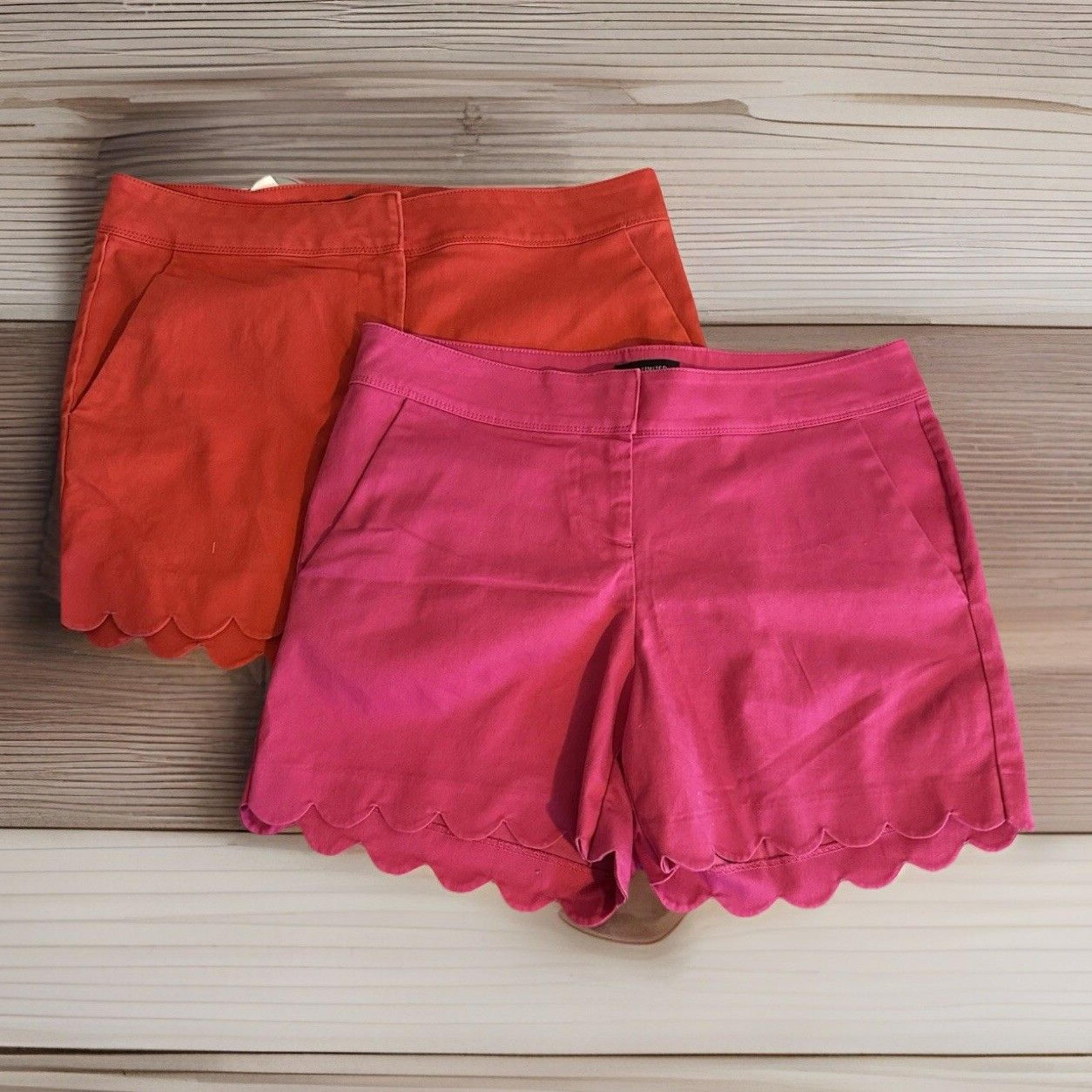 The Limited Womens Lot Red And Pink Scalloped Tailored Shorts Size 12 Capsule