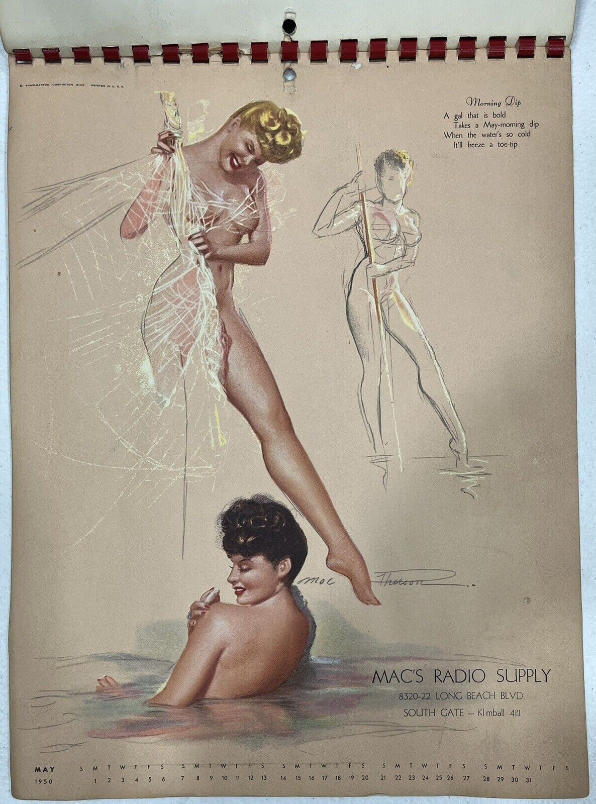 Full Year 12 Month 1950 MacPherson Sketchbook Pinup Girl Vintage Calendar