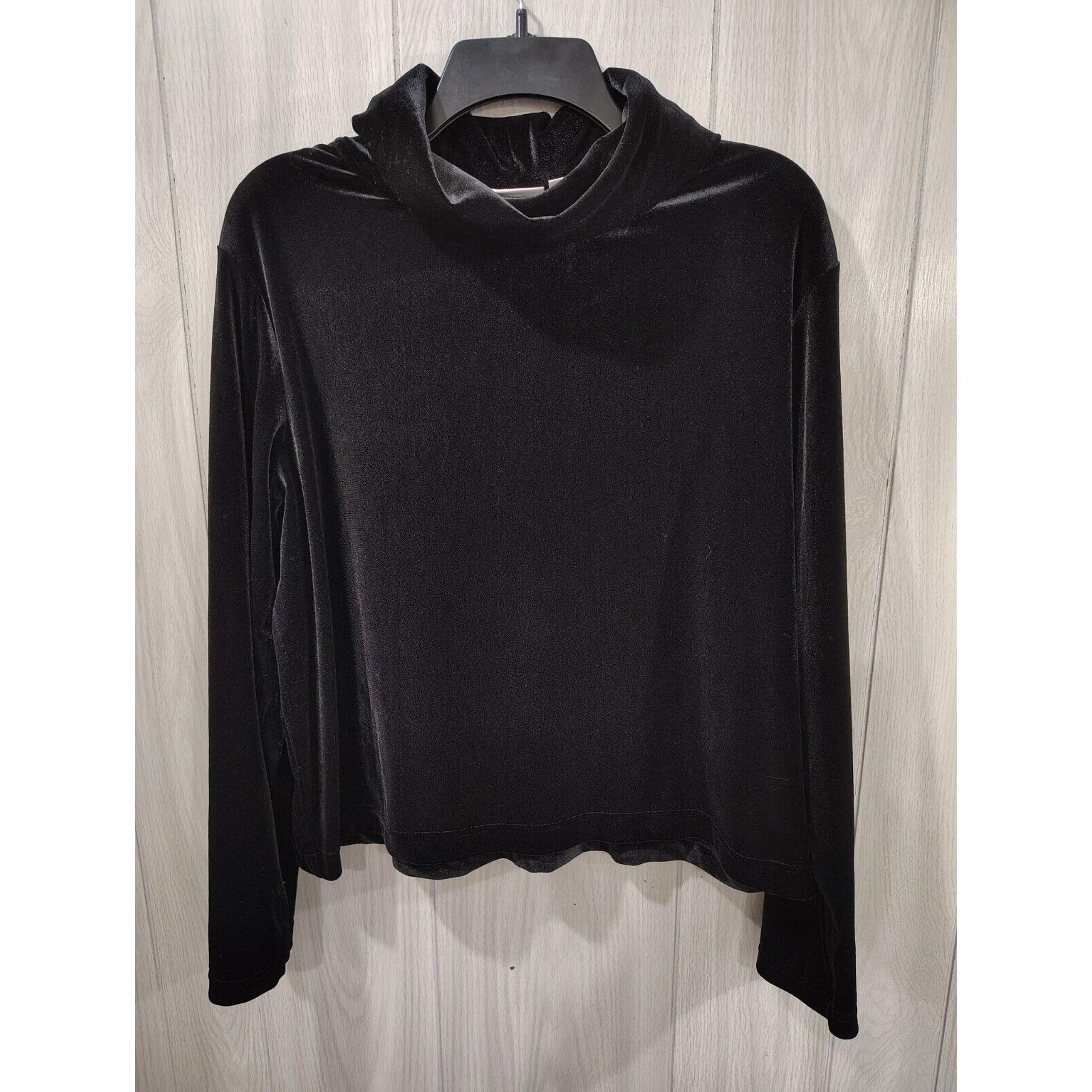 Jaclyn Smith Classic Women's Velvet Cowl Neck Sweater Size XL Black Long Sleeve