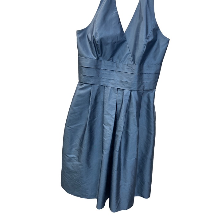 Ann Taylor Blue Silk Taffeta Halter A-Line Special Occasion Dress