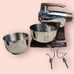 Vtg Sunbeam Mixmaster Brown Chrome 12 Speed, Bowls, Beaters WORKS NO CORD MCM