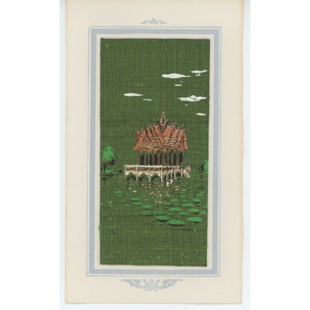 Vintage Japanese Buddhist Christmas Card New Years Thai Cambodia Water Temple