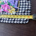 Vintage VALENTINO Silk Scarf Hand Rolled 32” Sq Purple Pink Floral Houndstooth