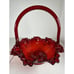 Fenton Like Red Thumbprint With Rose Pattern All Around The Rim And Base 8” Tall