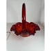 Fenton Like Red Thumbprint With Rose Pattern All Around The Rim And Base 8” Tall