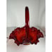 Fenton Like Red Thumbprint With Rose Pattern All Around The Rim And Base 8” Tall