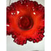 Fenton Like Red Thumbprint With Rose Pattern All Around The Rim And Base 8” Tall