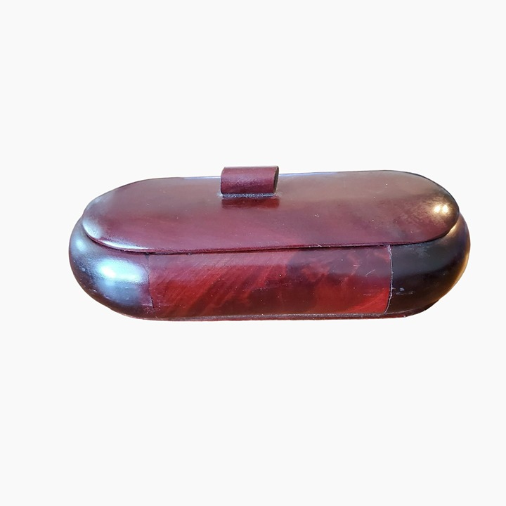 Hand Crafted Oval Wooden Box with Lid, Jewelry Box, Pen Box, Man's Valet Box
