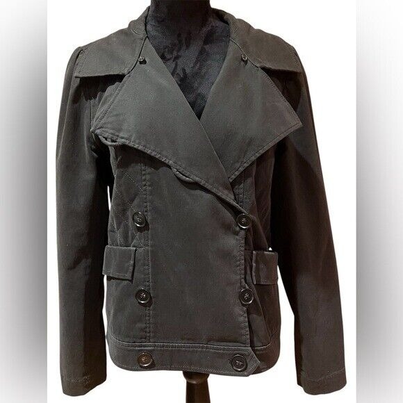 LOFT Double Breasted Military Utility Cargo Stretch Jacket Army Green Size Large