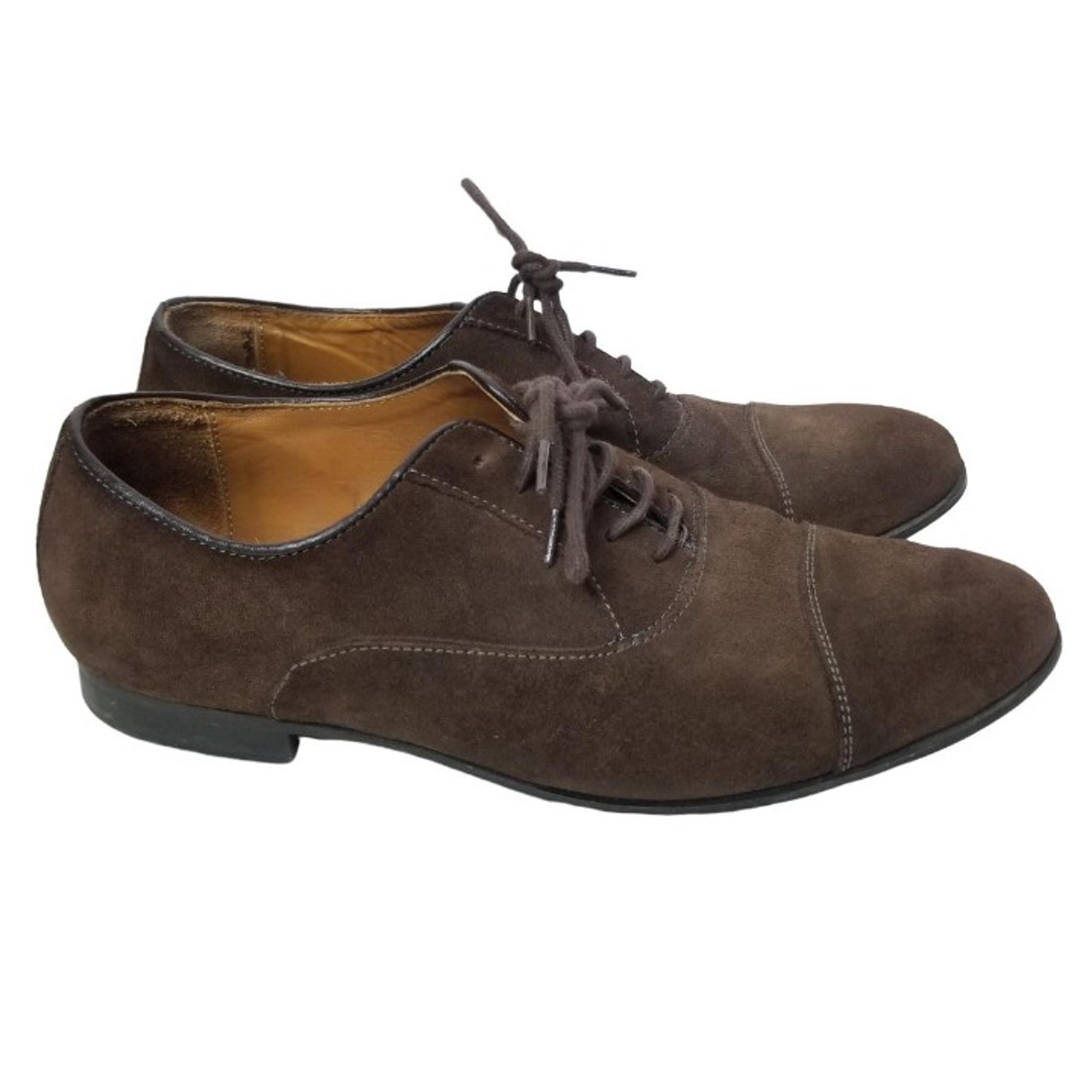 Zara Man Mens 41 EU (US 8) Brown Suede Leather Lace Up Oxford Dress Shoes
