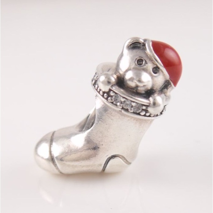CHRISTMAS STOCKING Authentic PANDORA Red Enamel HOLIDAY Charm 791773CZ w POUCH!