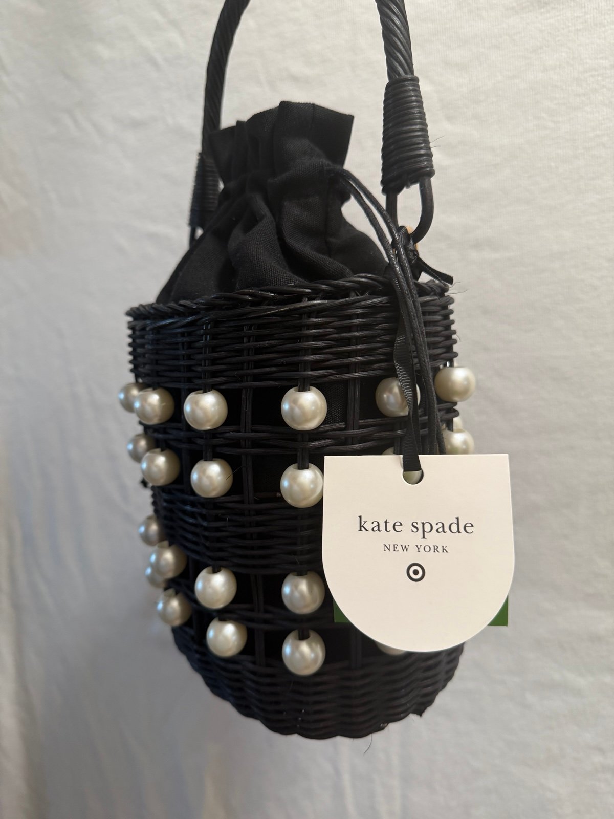 ショルダーバッグ・ポシェット kate spade x Target Black Pearl Embellished Basket BucketBag Kate Spade Target Bucket And Spade Pearl Embellished Basket