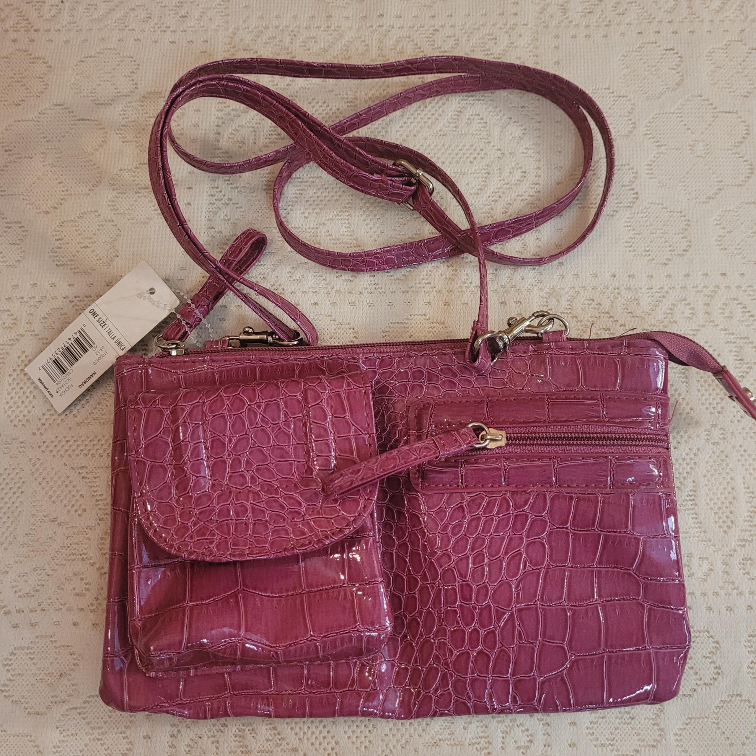 New Pink Organizer Clutch Purse Removable Shoulder Strap