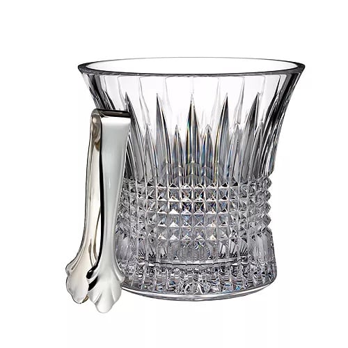 NWOT 495 Waterford Lismore Diamond Ice Bucket with Tongs