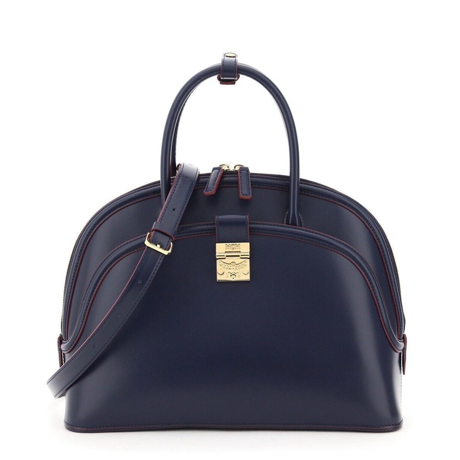 MCM Tracy Anna Dark Navy Blue Tote Crossbody Bag Large NWT
