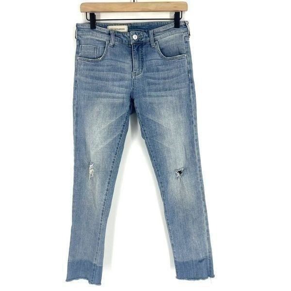Pilcro And The Letterpress Jeans Size 28 Blue Denim Raw Hem Em Cotton Stretch