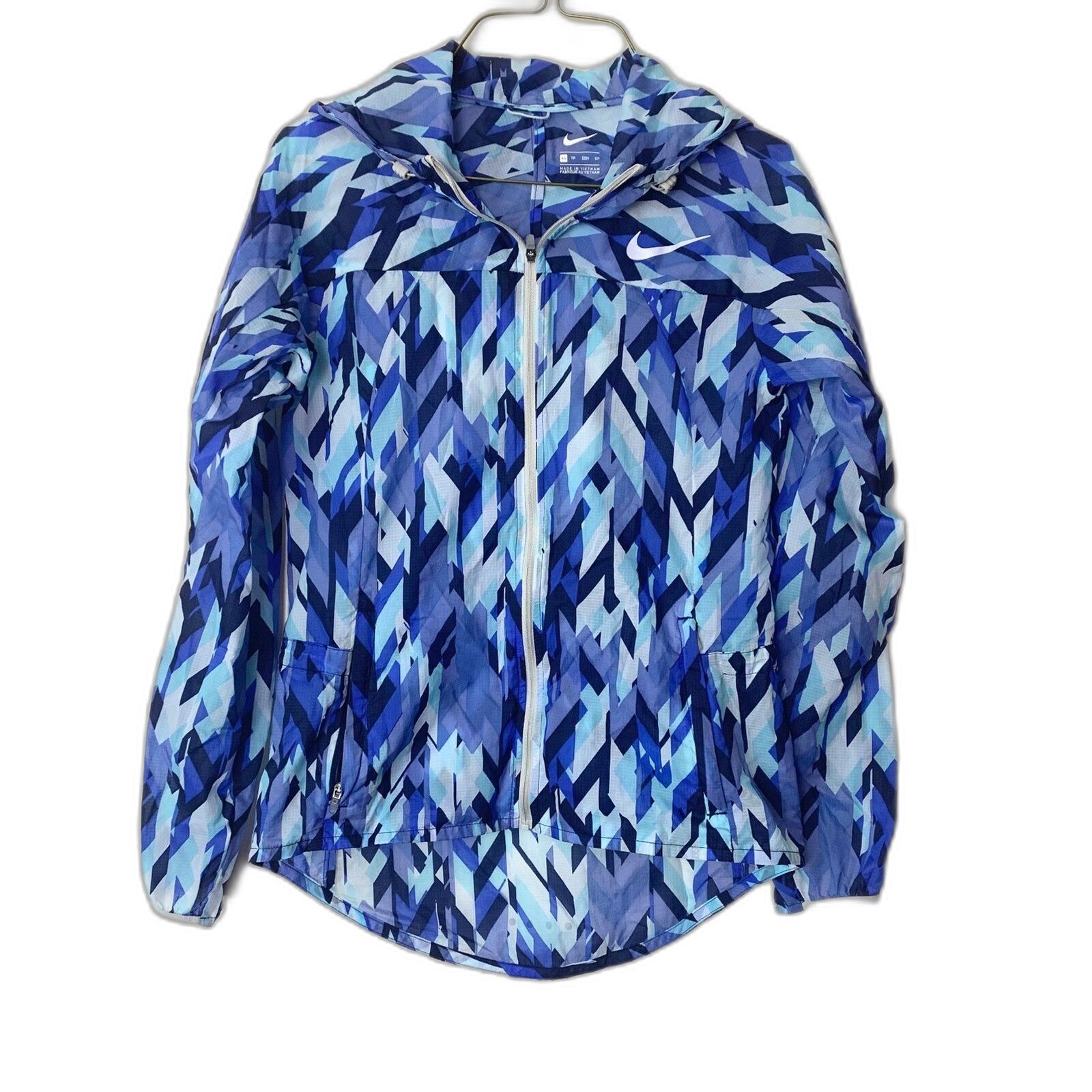 Nike Impossibly Light Geometric Monotone Printed Running Hooded Jacket Size XS