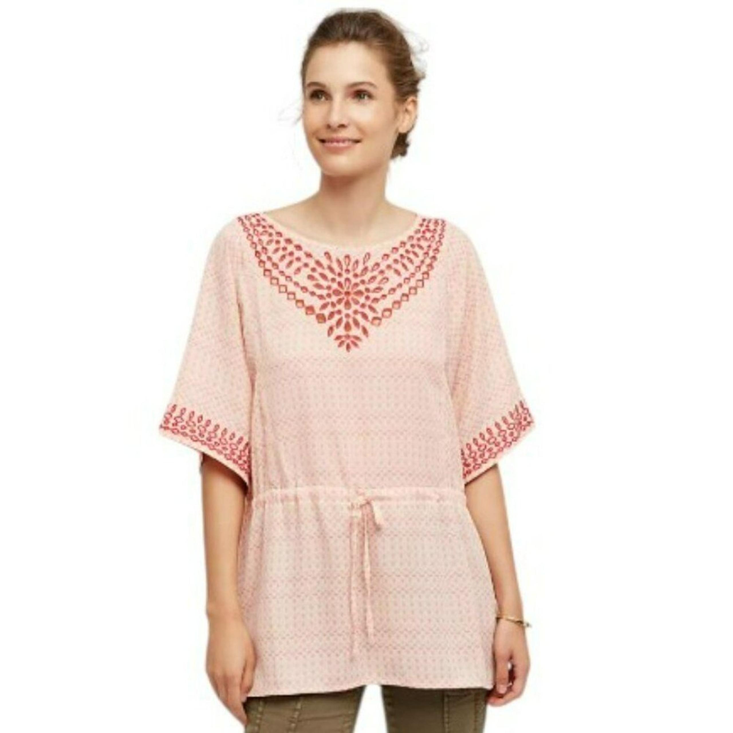 Anthopologie One September Euphemia Peasant Tunic Top in Pink XS