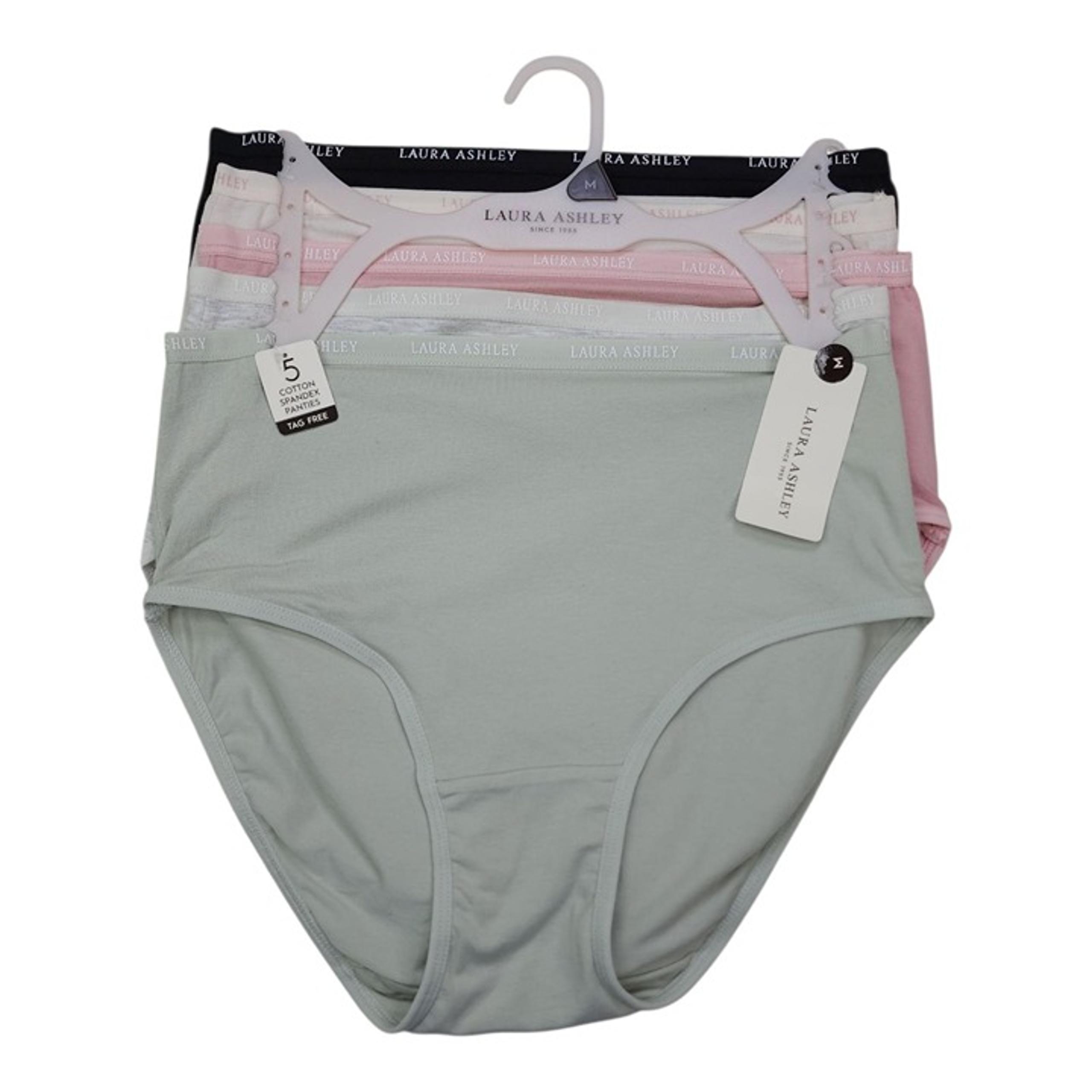 Laura Ashley Womens 5-Pack Tag-Free Briefs Panties Medium Cotton & Spandex